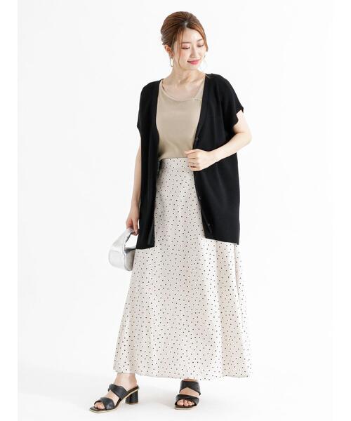 Te chichi（テチチ）の「麻混変形ドットロングフレアスカート（スカート・レディース・ベージュ/ブラウン・F）」の14枚目の写真