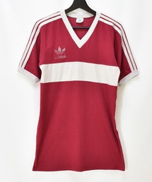 adidas（アディダス）の「【ヴィンテージ古着】80's adidas / アディダス ロゴプリント Vネック Tシャツ USA製（Tシャツ/カットソー）」
