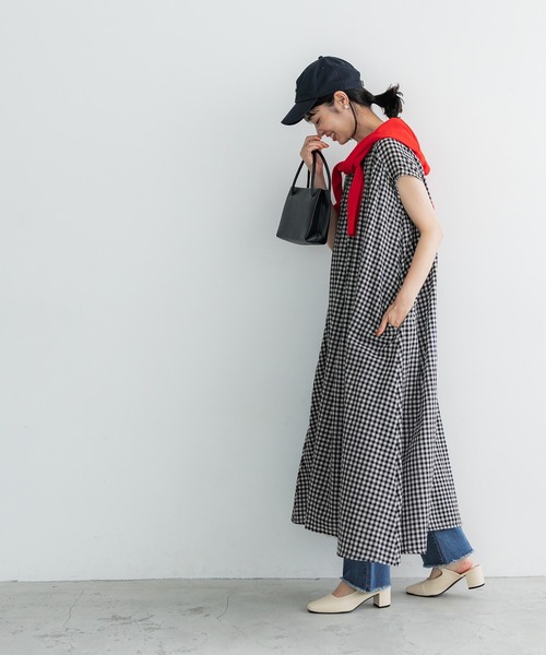 coca(coca)(コカ)の「ギンガムチェックフレアワンピース(ワンピース・レディース・ブラック・ONE SIZE)」の3枚目の写真
