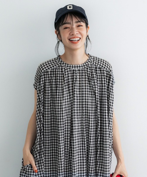 coca(coca)(コカ)の「ギンガムチェックフレアワンピース(ワンピース・レディース・ブラック・ONE SIZE)」の2枚目の写真