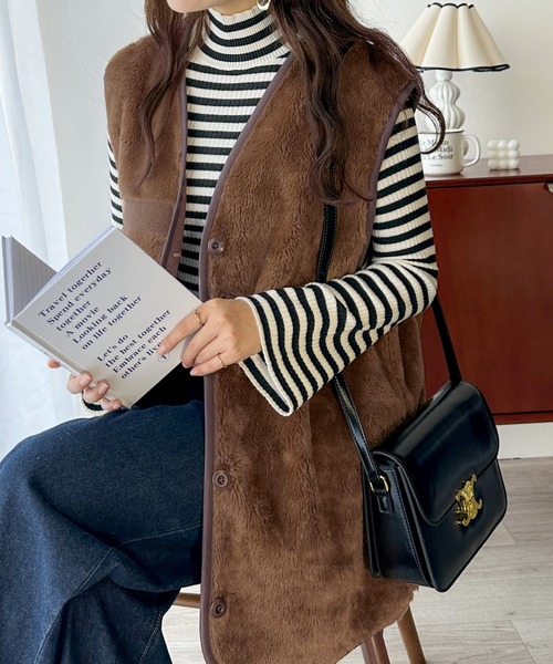 OHGA ベージュ&アイボリー　ウールリバーベスト OHGA オーガ ウール リバーシブルベスト ベージュ アイボリー - メルカリ