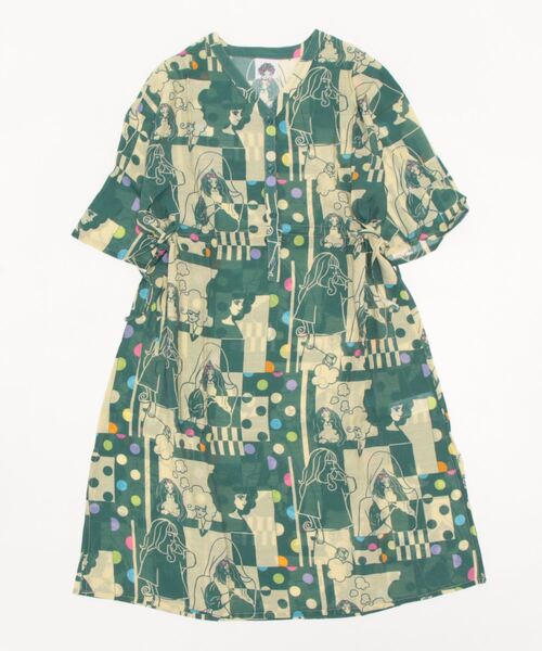 132647：女の子ワンコ柄シャツワンピース