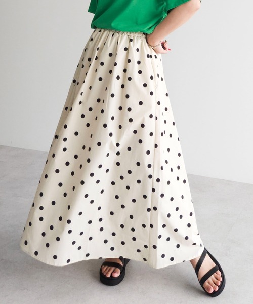 ELENCARE DUE（エレンカーレデュエ）の「・ELENCARE　DUE　ドットタフタスカート（スカート・レディース・アイボリー/ブラック・FREE）」の2枚目の写真