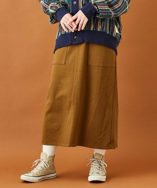 CUBE SUGAR（キューブシュガー）の「無地カットツイルイージーベイカースカート（スカート・レディース・キャメル/グリーン/ワイン/ブラック・M）」の4枚目の写真