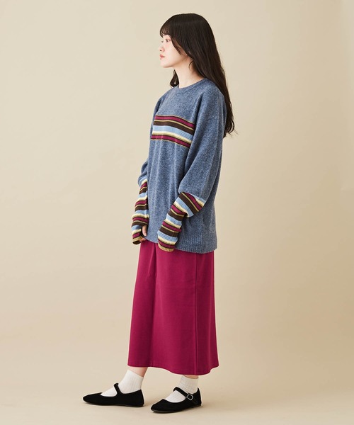 CUBE SUGAR（キューブシュガー）の「無地カットツイルイージーベイカースカート（スカート・レディース・キャメル/グリーン/ワイン/ブラック・M）」の5枚目の写真