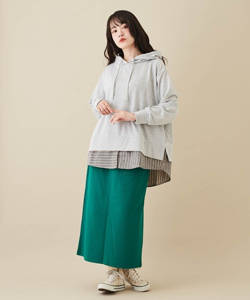 CUBE SUGAR（キューブシュガー）の「無地カットツイルイージーベイカースカート（スカート・レディース・キャメル/グリーン/ワイン/ブラック・M）」の9枚目の写真