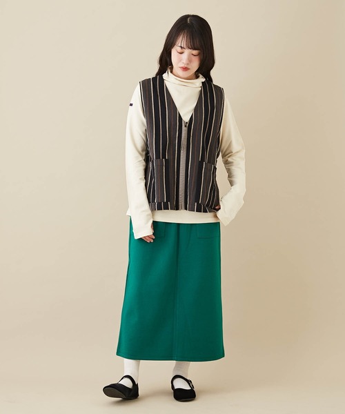 CUBE SUGAR（キューブシュガー）の「無地カットツイルイージーベイカースカート（スカート・レディース・キャメル/グリーン/ワイン/ブラック・M）」の10枚目の写真