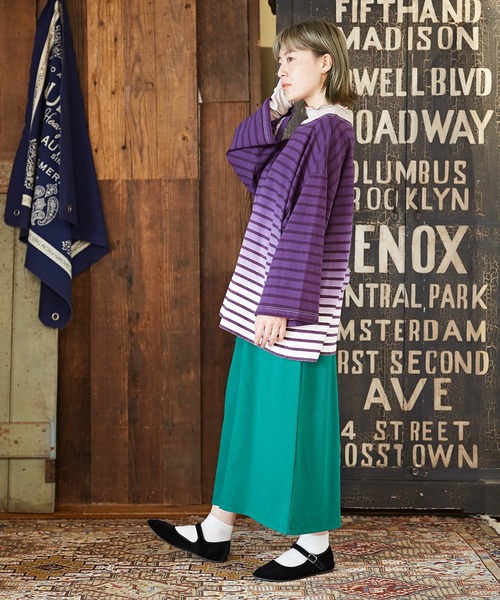 CUBE SUGAR（キューブシュガー）の「無地カットツイルイージーベイカースカート（スカート・レディース・キャメル/グリーン/ワイン/ブラック・M）」の13枚目の写真