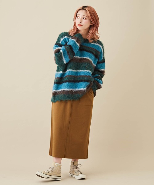 CUBE SUGAR（キューブシュガー）の「無地カットツイルイージーベイカースカート（スカート・レディース・キャメル/グリーン/ワイン/ブラック・M）」の15枚目の写真