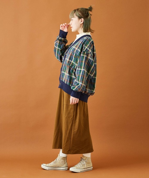 CUBE SUGAR（キューブシュガー）の「無地カットツイルイージーベイカースカート（スカート・レディース・キャメル/グリーン/ワイン/ブラック・M）」の18枚目の写真