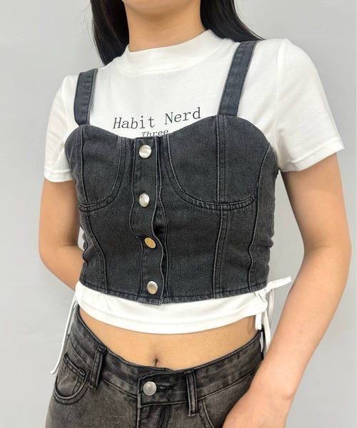 WHO'S WHO gallery（フーズフーギャラリー）の「デニムビスチェ（その他トップス・レディース・サックスブルー/ブラック・FREE）」の5枚目の写真