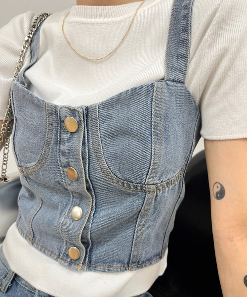 WHO'S WHO gallery（フーズフーギャラリー）の「デニムビスチェ（その他トップス・レディース・サックスブルー/ブラック・FREE）」の6枚目の写真
