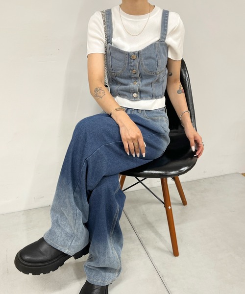 WHO'S WHO gallery（フーズフーギャラリー）の「デニムビスチェ（その他トップス・レディース・サックスブルー/ブラック・FREE）」の9枚目の写真