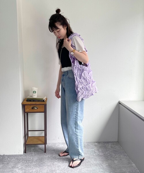 Casselini（キャセリーニ）の「【CASSELINI/キャセリーニ】シャーリングトートバッグ（トートバッグ・レディース・ブラック/ライトパープル・FREE）」の4枚目の写真