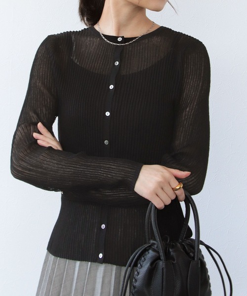 TITE IN THE STORE(ティテ インザ ストア)の「【前後2WAY】シアーニットカーディガン(カーディガン/ボレロ・レディース・ブラウン/ブラック/ブルー・38)」の2枚目の写真