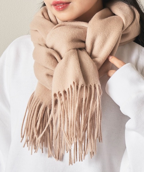 【WEB限定】大判ソリッドウールマフラー/大判チェックウールマフラー