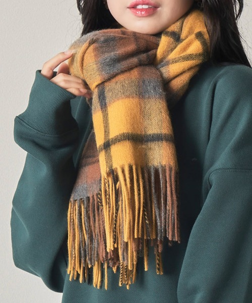 【WEB限定】大判ソリッドウールマフラー/大判チェックウールマフラー