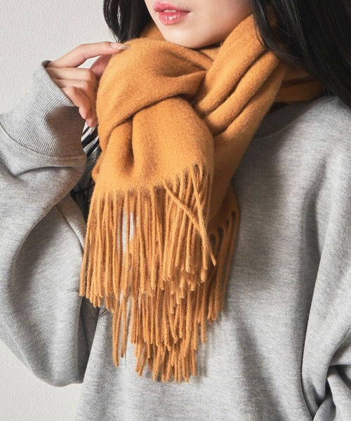 【WEB限定】大判ソリッドウールマフラー/大判チェックウールマフラー