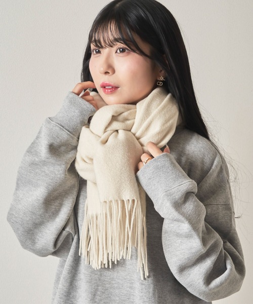 【WEB限定】大判ソリッドウールマフラー/大判チェックウールマフラー