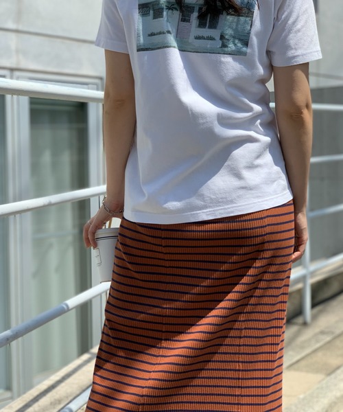 mi via loca（ミヴィアロカ）の「セルフカットリブフレアスカート（スカート・レディース・ピンク/ブルー/ホワイト×ブラック/ブラック/ブラウン系・FREE）」の15枚目の写真