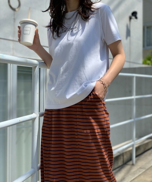 mi via loca（ミヴィアロカ）の「セルフカットリブフレアスカート（スカート・レディース・ピンク/ブルー/ホワイト×ブラック/ブラック/ブラウン系・FREE）」の21枚目の写真