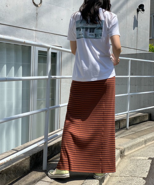 mi via loca（ミヴィアロカ）の「セルフカットリブフレアスカート（スカート・レディース・ピンク/ブルー/ホワイト×ブラック/ブラック/ブラウン系・FREE）」の18枚目の写真