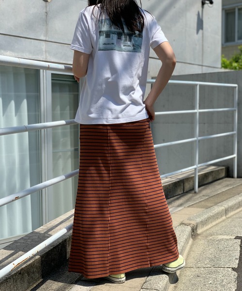 mi via loca（ミヴィアロカ）の「セルフカットリブフレアスカート（スカート・レディース・ピンク/ブルー/ホワイト×ブラック/ブラック/ブラウン系・FREE）」の22枚目の写真