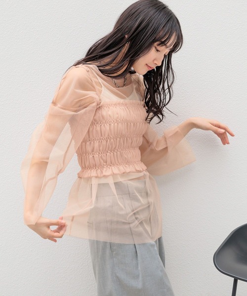 LOWRYS FARM（ローリーズファーム）の「レイヤードチュール２Ｐ 979255（Tシャツ/カットソー・レディース・ブラック/ベージュ/アイボリー/グレー・FREE）」の4枚目の写真