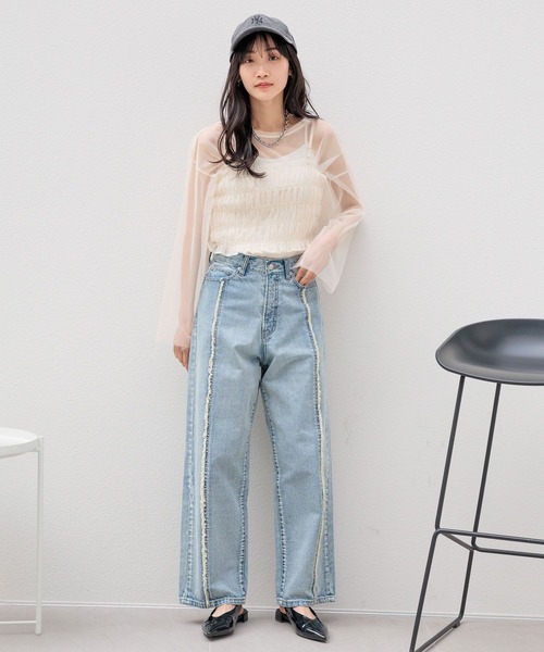 LOWRYS FARM（ローリーズファーム）の「レイヤードチュール２Ｐ 979255（Tシャツ/カットソー・レディース・ブラック/ベージュ/アイボリー/グレー・FREE）」の9枚目の写真