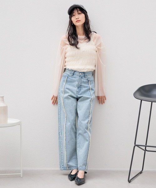 LOWRYS FARM（ローリーズファーム）の「レイヤードチュール２Ｐ 979255（Tシャツ/カットソー・レディース・ブラック/ベージュ/アイボリー/グレー・FREE）」の13枚目の写真