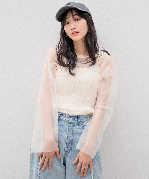 LOWRYS FARM（ローリーズファーム）の「レイヤードチュール２Ｐ 979255（Tシャツ/カットソー・レディース・ブラック/ベージュ/アイボリー/グレー・FREE）」の15枚目の写真