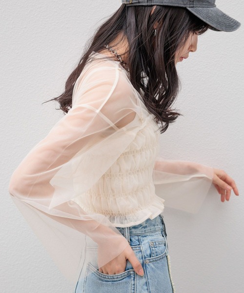 LOWRYS FARM（ローリーズファーム）の「レイヤードチュール２Ｐ 979255（Tシャツ/カットソー・レディース・ブラック/ベージュ/アイボリー/グレー・FREE）」の18枚目の写真