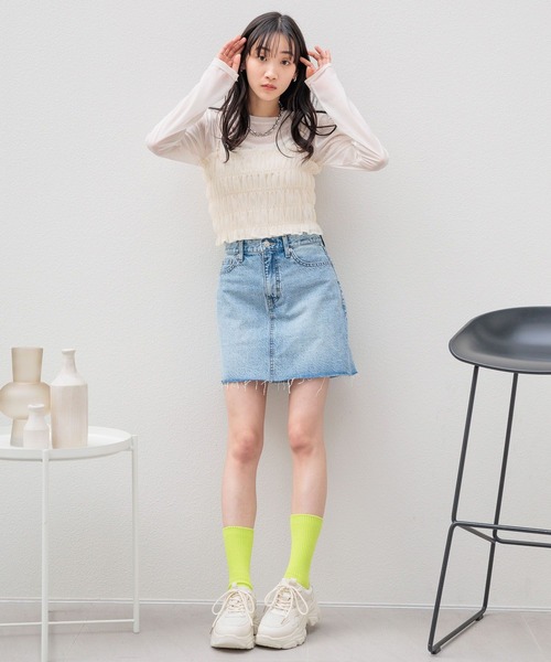 LOWRYS FARM（ローリーズファーム）の「レイヤードチュール２Ｐ 979255（Tシャツ/カットソー・レディース・ブラック/ベージュ/アイボリー/グレー・FREE）」の20枚目の写真