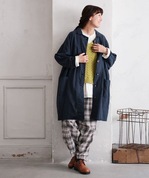 洗いざらしたリネンな羽織り（ステンカラーコート）｜soulberry