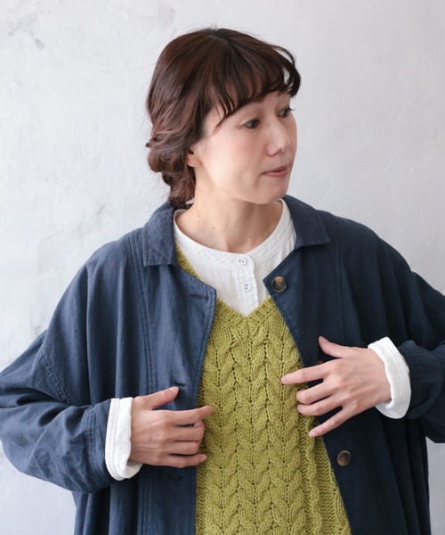 洗いざらしたリネンな羽織り（ステンカラーコート）｜soulberry