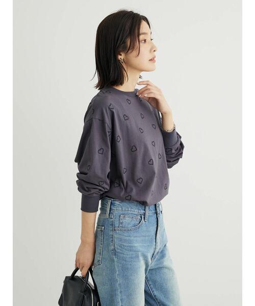 Green　Parks（グリーンパークス）の「・Double　Flags　ハート刺繍ロンT（Tシャツ/カットソー・レディース・ブラック/アイボリー/チャコールグレー・FREE）」の20枚目の写真