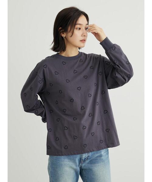 セール】・Double Flags ハート刺繍ロンT（Tシャツ/カットソー