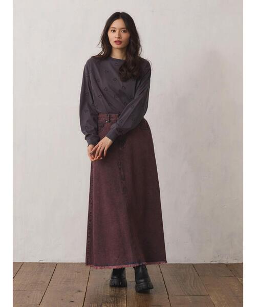 Green　Parks（グリーンパークス）の「・Double　Flags　ハート刺繍ロンT（Tシャツ/カットソー・レディース・ブラック/アイボリー/チャコールグレー・FREE）」の16枚目の写真