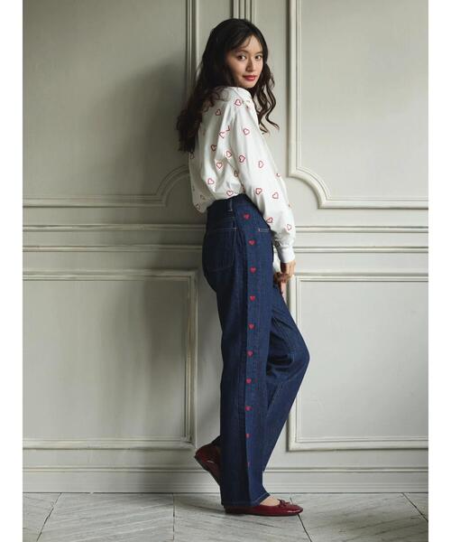 Green　Parks（グリーンパークス）の「・Double　Flags　ハート刺繍ロンT（Tシャツ/カットソー・レディース・ブラック/アイボリー/チャコールグレー・FREE）」の12枚目の写真