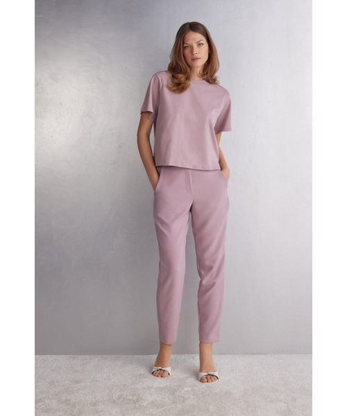Intimissimi(インティミッシミ)の「コットン ショートスリーブ トップ(Tシャツ/カットソー・レディース・ホワイト/ブラック/ブルー/ライトパープル/ミント/ピンク/スカイブルー/カーキ/アイボリー/モカ・M/L/S)」の9枚目の写真