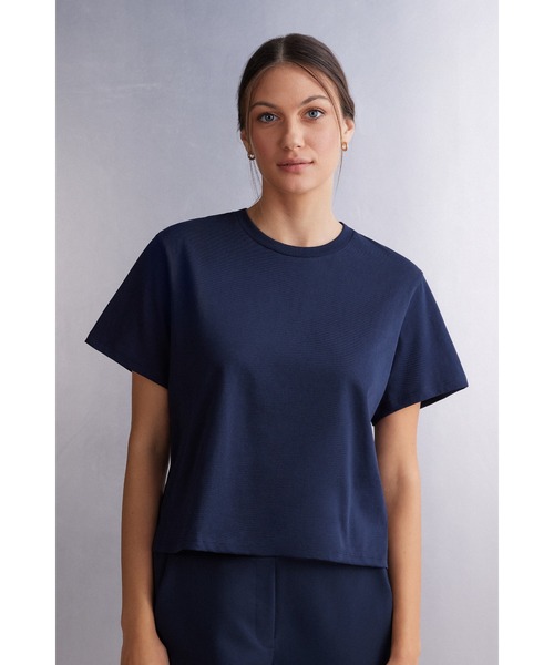 Intimissimi(インティミッシミ)の「コットン ショートスリーブ トップ(Tシャツ/カットソー・レディース・ホワイト/ブラック/ブルー/ライトパープル/ミント/ピンク/スカイブルー/カーキ/アイボリー/モカ・M/L/S)」の21枚目の写真