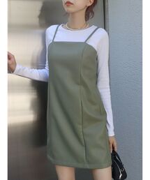 レザーライクミニワンピース