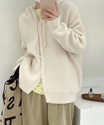 フード付きカーディガン
