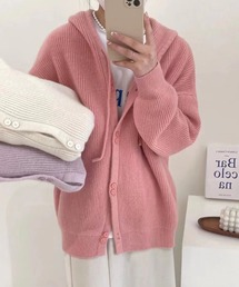 フード付きカーディガン
