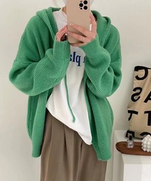 フード付きカーディガン