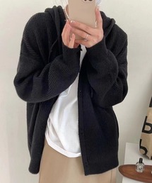 フード付きカーディガン