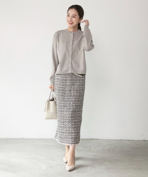 M.deux(エムドゥ)の「●ポケット付きカーディガン●(カーディガン/ボレロ・レディース・グレイッシュベージュ/ブラック/オレンジ・MEDIUM)」の5枚目の写真