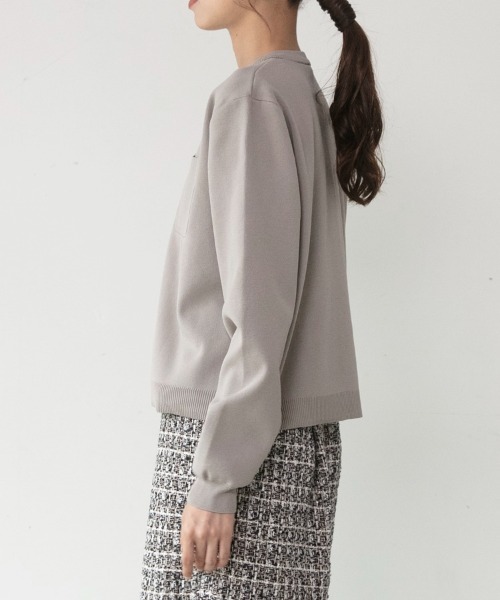 M.deux(エムドゥ)の「●ポケット付きカーディガン●(カーディガン/ボレロ・レディース・グレイッシュベージュ/ブラック/オレンジ・MEDIUM)」の8枚目の写真