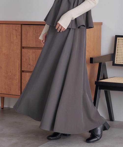 soie by apres jour mignon(ソワバイアプレジュールミニョン)の「【soie by apres jour mignon】ペプラムキャミ×フレアスカートセット【ZOZOTOWN限定アイテム】(ワンピース・レディース・ブラウン系その他/グレー・フリー)」の11枚目の写真