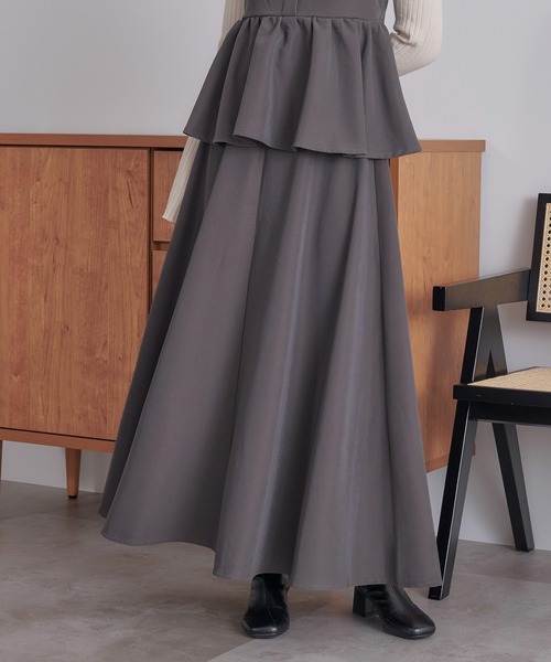 soie by apres jour mignon(ソワバイアプレジュールミニョン)の「【soie by apres jour mignon】ペプラムキャミ×フレアスカートセット【ZOZOTOWN限定アイテム】(ワンピース・レディース・ブラウン系その他/グレー・フリー)」の12枚目の写真